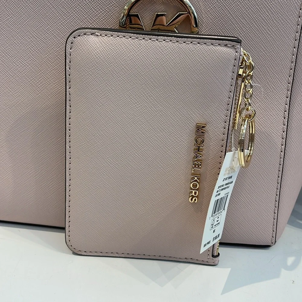 MICHAEL KORS Jet Set Travel Small Saffiano Leather Top Zip Coin Pouch Wth ID NWT